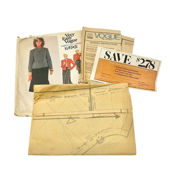 Very Easy Vogue 2348 Kasper Misses Jacket Blouse Skirt Size 8 Pattern Uncut - Picture 4 of 4